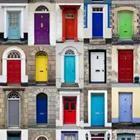 A bunch of different colored doors