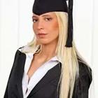 A woman wearing a graduation cap