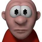A cartoon figure with dollar symbols in their eyes