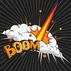 A cartoon drawing with the word “Boom”