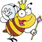 A bee with a crown and stick