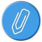 A blue icon with a paperclip on it