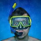 Man wearing scuba diving mask