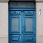 Blue doors, entrance