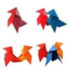 Origami figures in different colors