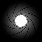 A black swirl with a white hole in the middle