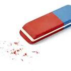 A blue and red eraser