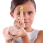 A child holding up there finger with a Band-Aid