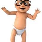 A baby in a diaper with glasses