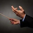 A person’s hands with a conducter’s stick in one hand
