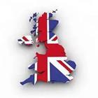 A white background with a British flag