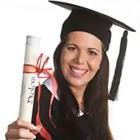 A woman with a cap and gown on