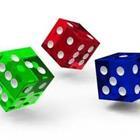 Red, green, and blue dices