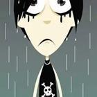 Cartoon boy crying in rain