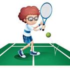 A cartoon person playing tennis