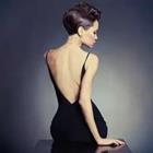 Woman in backless dress